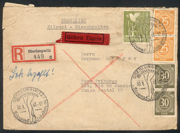 60 GERMANY: Express Registered Cover Sent From Oberlungwitz To Brazil On 31/JA/1948 With Attractive Postage And Special  - Sonstige & Ohne Zuordnung
