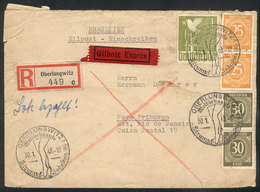 60 GERMANY: Express Registered Cover Sent From Oberlungwitz To Brazil On 31/JA/1948 With Attractive Postage And Special  - Otros & Sin Clasificación