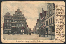 70 GERMANY: LÜNEBURG: Grapengiesserstrasse Und ""zum Schütting"", Sent To Berlin On 18/NO/1902, Minor Defects" - Leipzig