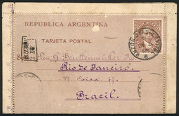 88 ARGENTINA: 4c. Lettercard Missing The Additional Postage That It Had Affixed To Pay Delivery From Buenos Aires To Rio - Sonstige & Ohne Zuordnung