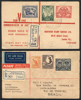 95 AUSTRALIA: 2 Covers Sent To England And Brazil In 1946 And 1948, Very Nice! - Altri & Non Classificati