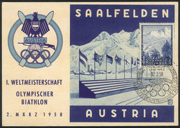 104 AUSTRIA: Card With Special Postmark Of 2/MAR/1958, Topic SKI, VF Quality! - Andere & Zonder Classificatie