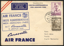 105 AUSTRIA: 11/JA/1960 Air France First Flight Wien - Paris. - Andere & Zonder Classificatie