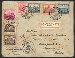113 BELGIUM: Registered Airmail Cover Sent From Bruxelles To Manaos (Brazil) On 28/JUL/1931 With Nice Multicolored Posta - Sonstige & Ohne Zuordnung