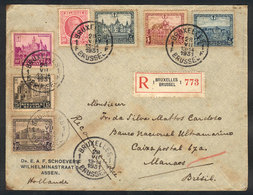 113 BELGIUM: Registered Airmail Cover Sent From Bruxelles To Manaos (Brazil) On 28/JUL/1931 With Nice Multicolored Posta - Other & Unclassified