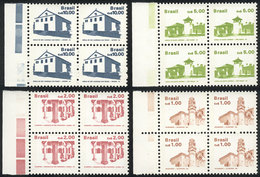 125 BRAZIL: RHM.660/663, 1988 Brazilian Historic And Artistic Heritage, Complete Set Of 4 Values In Marginal Blocks Of 4 - Andere & Zonder Classificatie