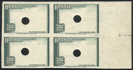 130 BRAZIL: Sc.448, 1937 2000Rs. Botanical Garden In Rio, PROOF Of The Frame, MNH Block Of 4 With Punch Hole In The Cent - Altri & Non Classificati