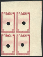 131 BRAZIL: Sc.449, 1937 10,000Rs. Botanical Garden In Rio, PROOF Of The Frame, MNH Block Of 4 With Punch Hole In The Ce - Other & Unclassified