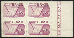 133 BRAZIL: Sc.1257 (RHM.552), Block Of 4 IMPERFORATE HORIZONTALLY Variety, The Lower Stamps With Crease, All The Same V - Altri & Non Classificati