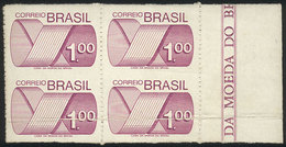 133 BRAZIL: Sc.1257 (RHM.552), Block Of 4 IMPERFORATE HORIZONTALLY Variety, The Lower Stamps With Crease, All The Same V - Otros & Sin Clasificación