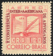 137 BRAZIL: RHM.A-51C, 1943 Lawyer's Conference, With DOUBLE IMPRESSION Of The Dark Lilac Color Variety ("II CONFERENCIA - Poste Aérienne