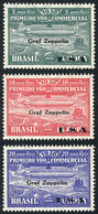 139 BRAZIL: Sc.4CL8/4CL10, 1930 Zeppelin Flight To USA, Cmpl. Set Of 3 Overprinted Values, MNH, The Lower Values Perfect - Airmail