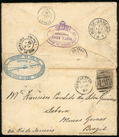 144 BRAZIL: Cover Of Manchester England (16/JA/1883) To Sabará (Minas), With Transit Marks Of Rio (9/FE), Ouro Preto (13 - Otros & Sin Clasificación