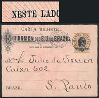 152 BRAZIL: RHM.CB-68J, Lettercard With Variety "without Parenthesis Before NESTE", Used In 1906, Fine Quality, Rare, Ca - Entiers Postaux