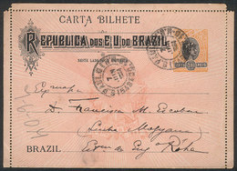 153 BRAZIL: RHM.CB-69, Lettercard With Perforation 11½x11½, Used In Sao Paulo On 7/JUN/1904, VF Quality, Extremely Rare, - Interi Postali