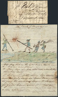 179 BRAZIL: 19/FE/1829 BAHIA - Lamarkshire: Entire Letter With A Colorful Drawing And An Interesting Text To The Brother - Other & Unclassified