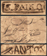 180 BRAZIL: Folded Cover Sent To Rio De Janeiro On 29/AP/1830, With SANTOS (P-SP-39) And Framed S.PAULO Markings, Sepia  - Altri & Non Classificati