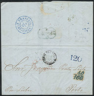 186 BRAZIL: 19/OC/1852 Bahia - Porto (Portugal): Entire Letter With Good Transit And Dues Markings, Excellent Quality! - Other & Unclassified