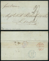 189 BRAZIL: 16/AP/1857 BAHIA - LONDON: Folded Cover With Backstamps Of The British Postal Agency In Bahia (18/AP, Blue)  - Altri & Non Classificati