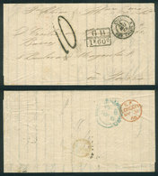 194 BRAZIL: Entire Letter Sent From Rio De Janeiro To Paris On 8/MAY/1866 Via British Mail, On Reverse With Green-blue C - Altri & Non Classificati