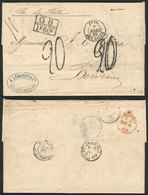 196 BRAZIL: Entire Letter From Rio De Janeiro (8/FE/1869) To Bordeaux Via British Mail, With A Number Of Interesting Pos - Autres & Non Classés