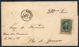 199 BRAZIL: Folded Cover Franked With 100Rs. (Sc.58), Sent From DIAMANTINA To Rio De Janeiro On 14/SE/1871, VF Quality! - Altri & Non Classificati