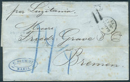 200 BRAZIL: 17/JUN/1873 Bahia - Germany: Entire Letter To Bremen Endorsed "per Lisitania", With Small Circular Datestamp - Autres & Non Classés