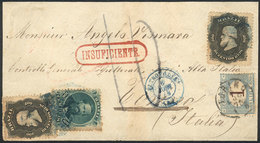 201 BRAZIL: 6/JUN/1875 Petropolis - Italy: Front Of Cover Franked By Sc.58 + 2x 59 (total 500Rs.), With Red "INSUFICIENT - Altri & Non Classificati