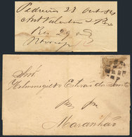 203 BRAZIL: Folded Cover Dated Pedreira? 23/OC/1884 To Maranhao, Franked By Sc.75 BISECT, Tied By Mute Segmented Cork Ca - Altri & Non Classificati