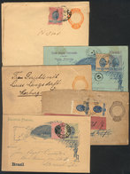 212 BRAZIL: 5 Uprated Postal Stationeries Used Between 1897 And 1900 Approx., Including One Sent To EGYPT, Very Interest - Autres & Non Classés