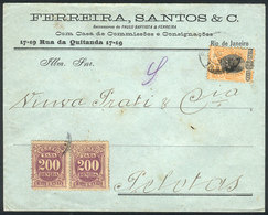 216 BRAZIL: Cover Sent From Rio To Pelotas In AP/1899 Franked With 200Rs., Insufficient Postage, With Postage Due Stamps - Altri & Non Classificati