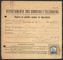 218 BRAZIL: Registration Receipt Of An Amateur Radio Receiver, Dated 9/MAR/1941 And With Franking For 5,000Rs., Very Int - Altri & Non Classificati