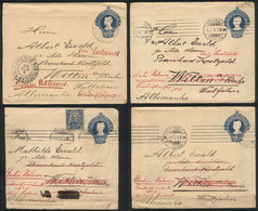 243 BRAZIL: 4 Stationery Covers Of 200Rs., One Uprated (+200Rs.), Sent From Sao Paulo To Germany Between 1912 And 1914,  - Other & Unclassified