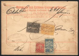245 BRAZIL: Postal Money Order (Vale Postal Nacional) Used On 4/JUN/1913, Franked With RHM.C-9 + Another Value, VF And R - Altri & Non Classificati