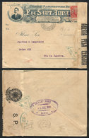 252 BRAZIL: Cover With Nice Corner Card Sent From Bahia To Rio On 1/DE/1917, With Interesting Censor Label And Marks! - Altri & Non Classificati