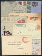 253 BRAZIL: 7 Covers Used Between 1918 And 1938, Varied Postages (coil Stamp, Metter Stamps, Airmail, Etc.), VF General  - Altri & Non Classificati