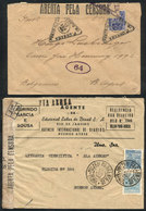 255 BRAZIL: 2 Covers Sent To Argentina In 1918 And 1943, Both CENSORED, VF! - Andere & Zonder Classificatie