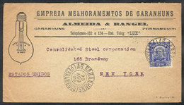259 BRAZIL: Cover With Advertising Corner Card: Westinghouse Electric Lamps", Sent From GARANHUNS To New York On 20/AU/1 - Altri & Non Classificati