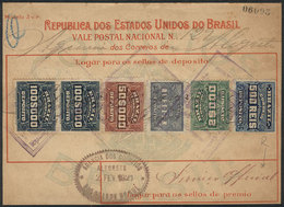 267 BRAZIL: Vale Postal Nacional (money Order) Of 262,500 Rs., Used On 2/FE/1922, With Interesting Postage Combining The - Other & Unclassified