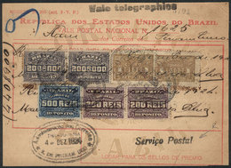 274 BRAZIL: Vale Postal Nacional (money Order) Of 440,900 Rs., Used On 4/DE/1924, With Interesting Postage Combining The - Altri & Non Classificati