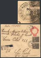 278 BRAZIL: 200Rs. Stationery Envelope + 600Rs. With The Rare Postmark Of D'AYUDA DO BOM JARDIM (Bahia), Sent By Registe - Other & Unclassified