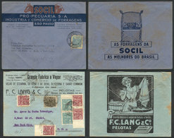 280 BRAZIL: Circa 1927/37: 7 Covers With Spectacular Advertising Corner Cards Printed On Back And/or Back, Very Thematic - Andere & Zonder Classificatie