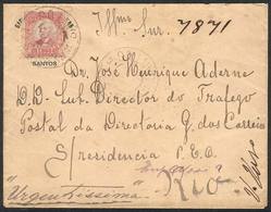 282 BRAZIL: Express Cover Posted From Santos To Rio Franked With 1,000Rs. (Sc.287) Alone, With Double Circle EXPRESSA-SA - Altri & Non Classificati
