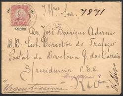 282 BRAZIL: Express Cover Posted From Santos To Rio Franked With 1,000Rs. (Sc.287) Alone, With Double Circle EXPRESSA-SA - Otros & Sin Clasificación