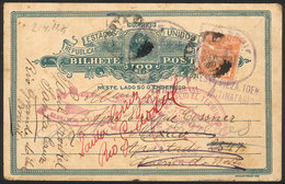 283 BRAZIL: Postal Card Sent From Santa Cruz To MEXICO On 2/AP/1927 And Returned To Sender, With A Number Of Postal Mark - Altri & Non Classificati