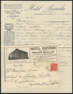 284 BRAZIL: Cover With Spectacular Advertising Corner Card Of HOTEL AVENIDA In Caxambú, Sent To Leopoldina On 13/AP/1927 - Andere & Zonder Classificatie