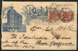 285 BRAZIL: Fancy Cover With Advertising For RIO HOTEL, Sent By Express Mail To Bello Horizonte On 31/MAY/1927 Franked W - Autres & Non Classés