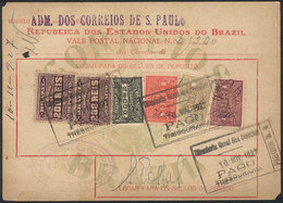 286 BRAZIL: Vale Postal Nacional (money Order) Of 282,400 Rs., Used On 10/NO/1927, VF Quality. - Otros & Sin Clasificación