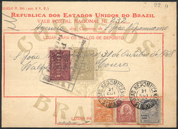 294 BRAZIL: Vale Postal Nacional (money Order) Of 250,000 Rs., Used On 31/DE/1928, VF Quality. - Other & Unclassified