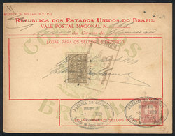 304 BRAZIL: Vale Postal Nacional (money Order) Of 50,000 Rs., Used On 18/JUN/1929, VF Quality. - Altri & Non Classificati